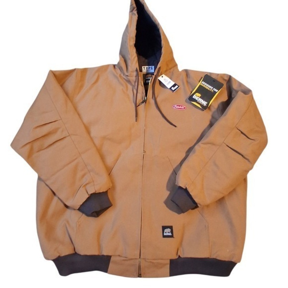 Berne Heartland Washed Hooded Mens size 2XL Canvas Brown Duck Workwear Jacket‎